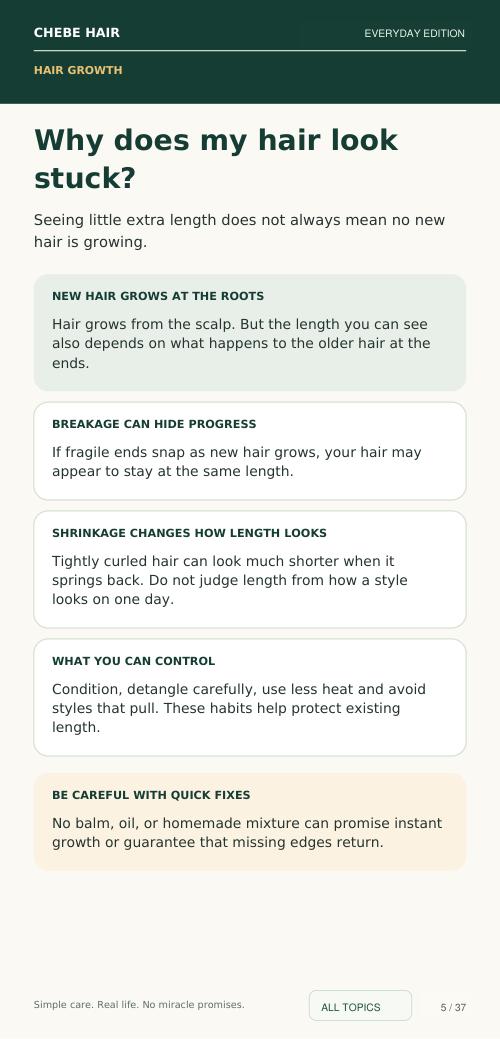 Actual page from the Chebe Hair toolkit: Why hair looks stuck